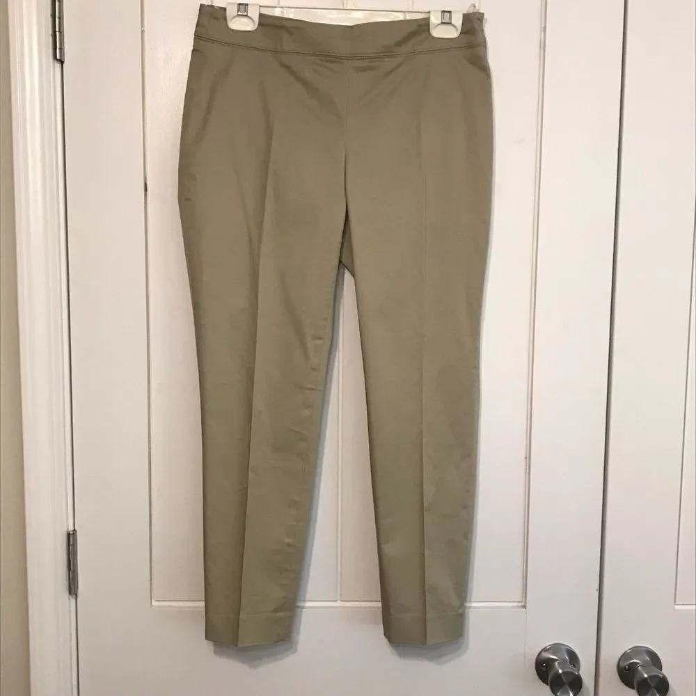 Jones New York Stretch Runway Slim Crop Pants Tan Size PETITE 4 NWT